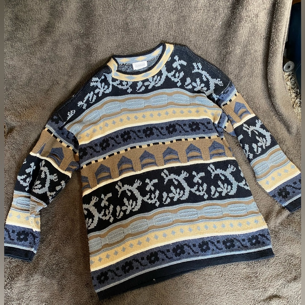 Vintage Arielle Ugly Sweater with Geometric Pattern Size XL - Made in the USA